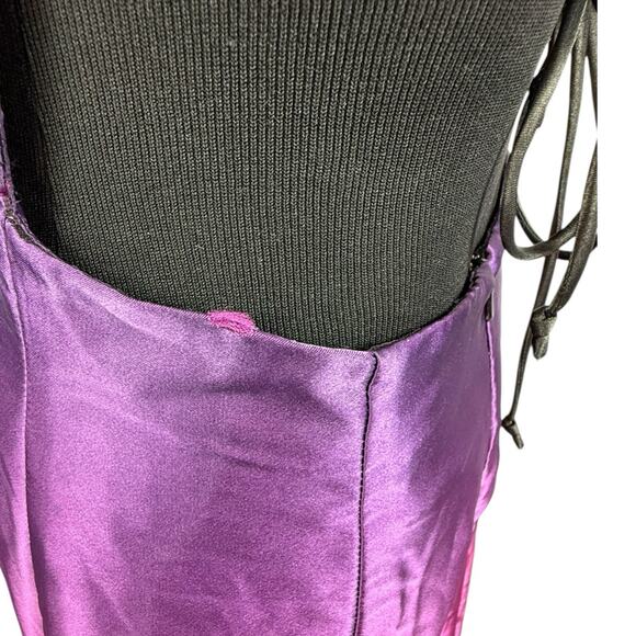 Morgan And Co Vintage Maxi Dark Purple Prom Ombré Tie Back Dress Sz 9/10 READ - Picture 4 of 14